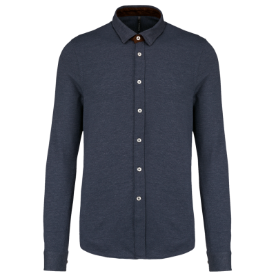 Men's long-sleeved Jacquard knit shirt